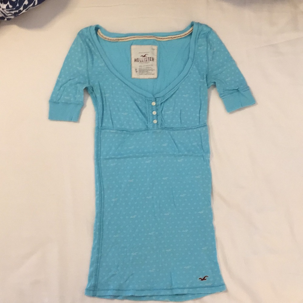 Hollister Wide Scoop Neck Henley Tee